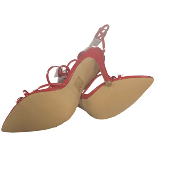 EGO Kakai Red Strappy Pointed Toe Stiletto High Heels Shoes Size 8 - Picture 3 of 6